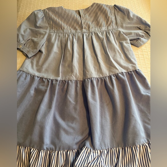 Pomander Place Quinn Mini Dress Blue and White Tiered Ruffled Sundress - Picture 4 of 6
